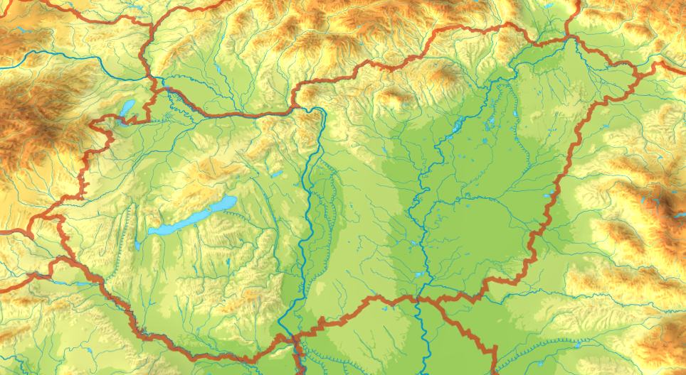 Topographic map of Hungary
