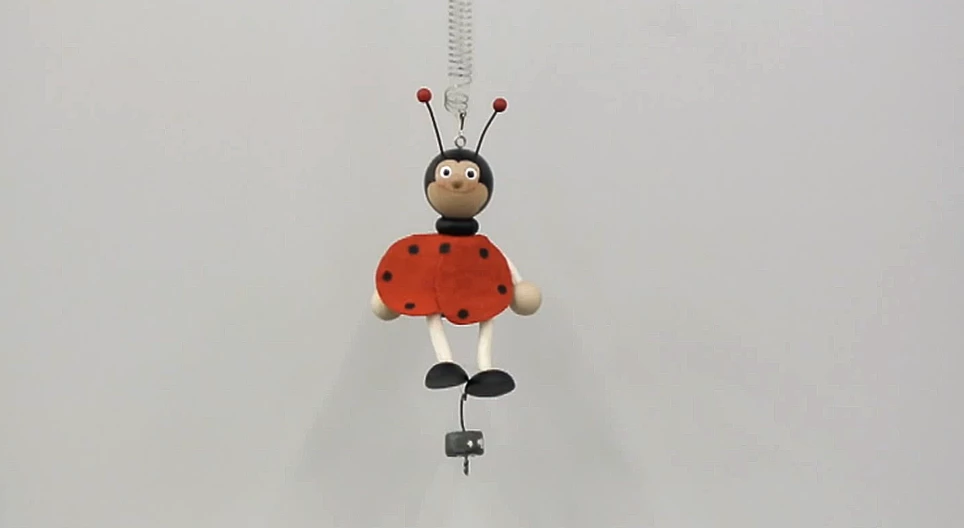 Mass dependence of the period of the motion of a toy suspeded on a spring