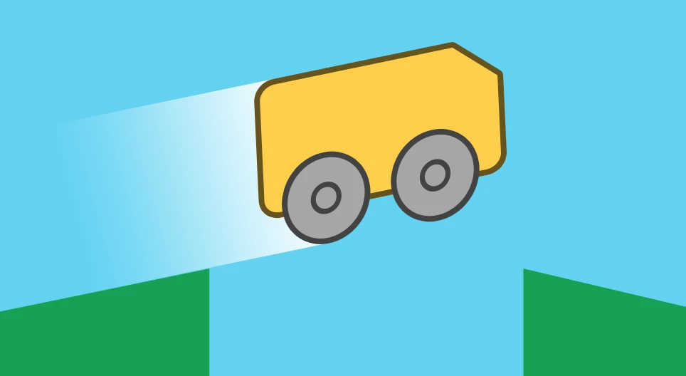 Szakadékon átugró autó