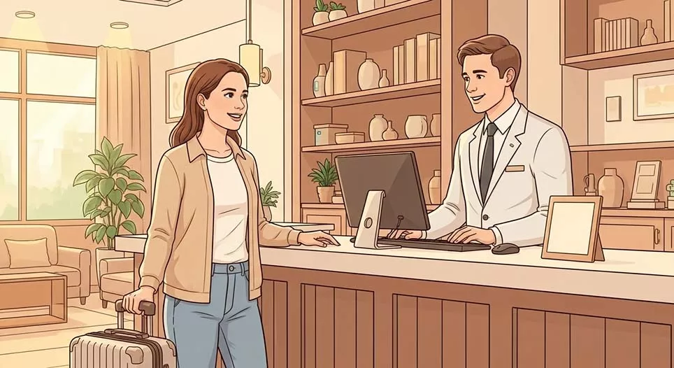 At the Hotel Reception