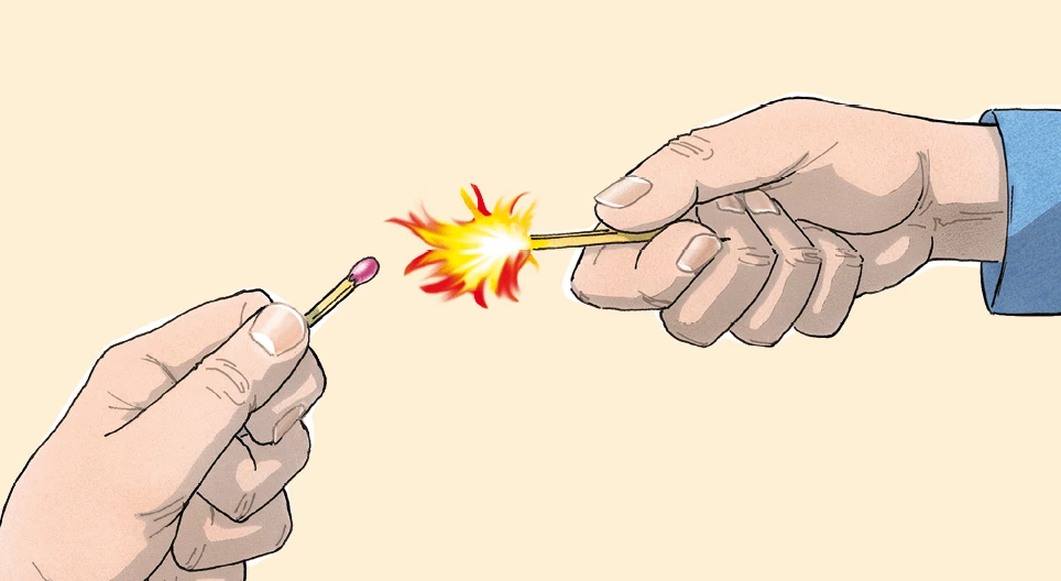 Két gyufaszál meggyullad egymáson