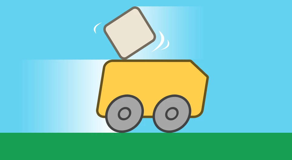 Overturning box on an accelerating car