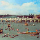 Canaletto: Westminster Bridge, with the Lord Mayor's Procession on the Thames (detail)