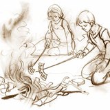 Wood burns fast with flames