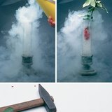 O ar líquido congela a flor para que se quebre facilmente