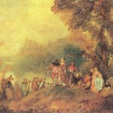 Watteau: Indulás Cythere szigetére (1717, rokokó) 