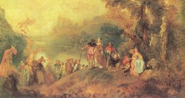 Watteau: Indulás Cythere szigetére (1717, rokokó) 