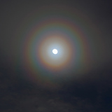Lunar corona in the form of coloured rings