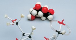 A szőlőcukor nyílt láncú molekulájának kalott- és pálcikamodellje