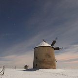 Windmill in the winter moonlight (Mars on the right)