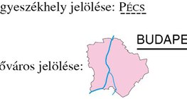 A megyeszékhely és a főváros jelölése a térképen