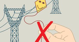 A távvezetéken fennakadt papírsárkánynak még a zsinórját sem szabad megfogni!