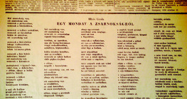 Illyés Gyula Egy mondat a zsarnokságról című verse egy újságban (1956)