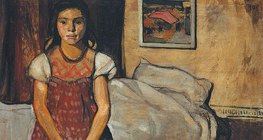 Czóbel Béla: Kislány ágy előtt (1905)