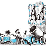 Ágyú, zászló és harci felszerelés