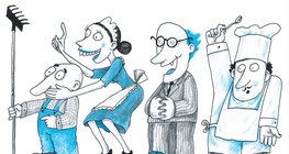 Kertész, szobalány, komornyik és szakács magyaráz