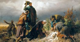 Székely Bertalan: II. Lajos király holttestének megtalálása (1860, historizmus)