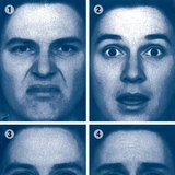 Facial expressions signaling emotions: disgust (1), surprise (2), happiness (3), sadness (4) 