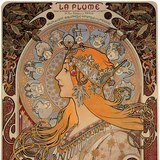 Mucha: La Plume naptára (plakát, szecesszió)