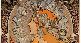 Mucha: La Plume naptára (plakát, szecesszió)