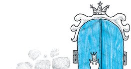 Kisfiú a trónterem aranykilincsű ajtajánál