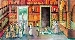 Ókeresztény szertartás Dura Europos templomában 