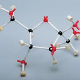 Space-filling and ball-and-stick models of β-D-fructose molecule