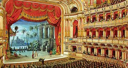 A korabeli Magyar Állami Operaház színpadképe és nézőtere