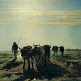 Constant Troyon - Landscape with cattles (1852, Realism) 