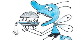 Csodabogár töltelékszavas hamburgert eszik