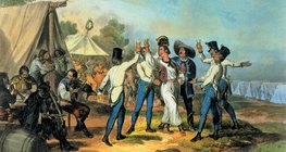 Toborzás (színezett litográfia)