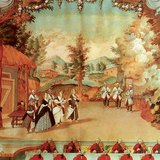 Haydn conducts an opera performance from the harpsichord in Eszterháza