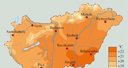 A júliusi középhőmérséklet Magyarországon