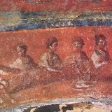 Mural from the Catacomn of Priscilla (Rome, end of the 2nd century, early Christian)
