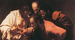 Caravaggio: Hitetlen Tamás (1600 körül, barokk)