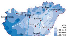 A csapadék évi mennyisége Magyarországon