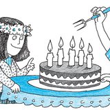 Ünnepi tortára rontó gyerekek