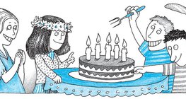 Ünnepi tortára rontó gyerekek