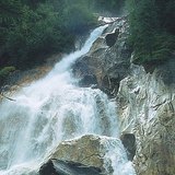 Fast-flowing, high-falling mountain stream