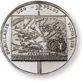 A medal depicting the border changes after the Treaty of Karlowitz