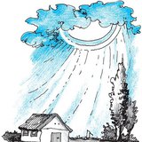 Forrón süt a nap a pusztában álló házra