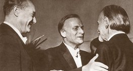 Yehudi Menuhin (középen) Kodály Zoltán és Ferencsik János társaságában