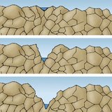 An alpine river cuts a V-shaped valley in the mountain