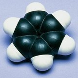The space-filling model of a benzene molecule