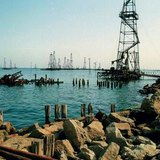 Oil wells in the Caspian Sea