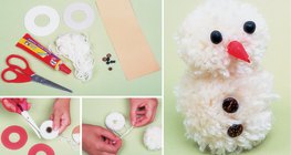 Hóember készítése pomponból 