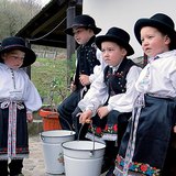 Hungarian children in folk costumes