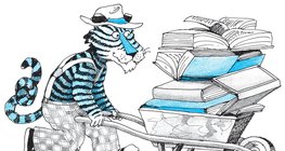 Tigris egy talicska könyvvel