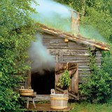 Traditional Finnish wooden sauna hut