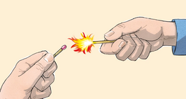 Két gyufaszál meggyullad egymáson